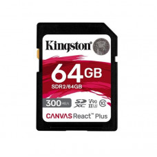 Secure Digital card 64 Gb Kingston Canvas React Plus class 10, UHS-II, U3, V90, для Full HD/4K/8K