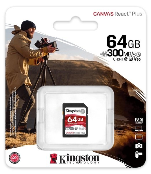 Secure Digital card 64 Gb Kingston Canvas React Plus class 10, UHS-II, U3, V90, для Full HD\/4K\/8K - зображення 3