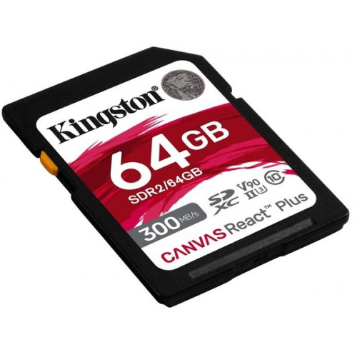 Secure Digital card 64 Gb Kingston Canvas React Plus class 10, UHS-II, U3, V90, для Full HD\/4K\/8K - зображення 2