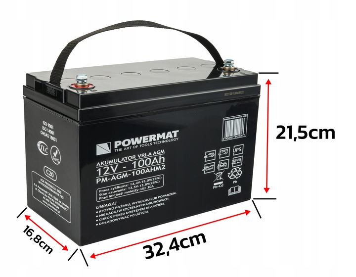 Акумуляторна батарея Powermat C20 12V 100Ah VRLA AGM (PM-AGM-100AHM2) - зображення 3