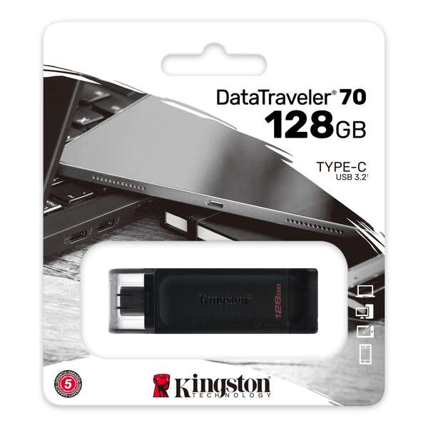 Флеш пам'ять USB 128Gb Kingston DataTraveler 70 USB3.2 Gen 1 Type C - зображення 3