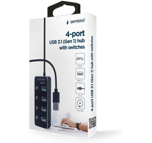 Концентратор USB 3.0 Gembird UHB-U3P4P-01 - зображення 4