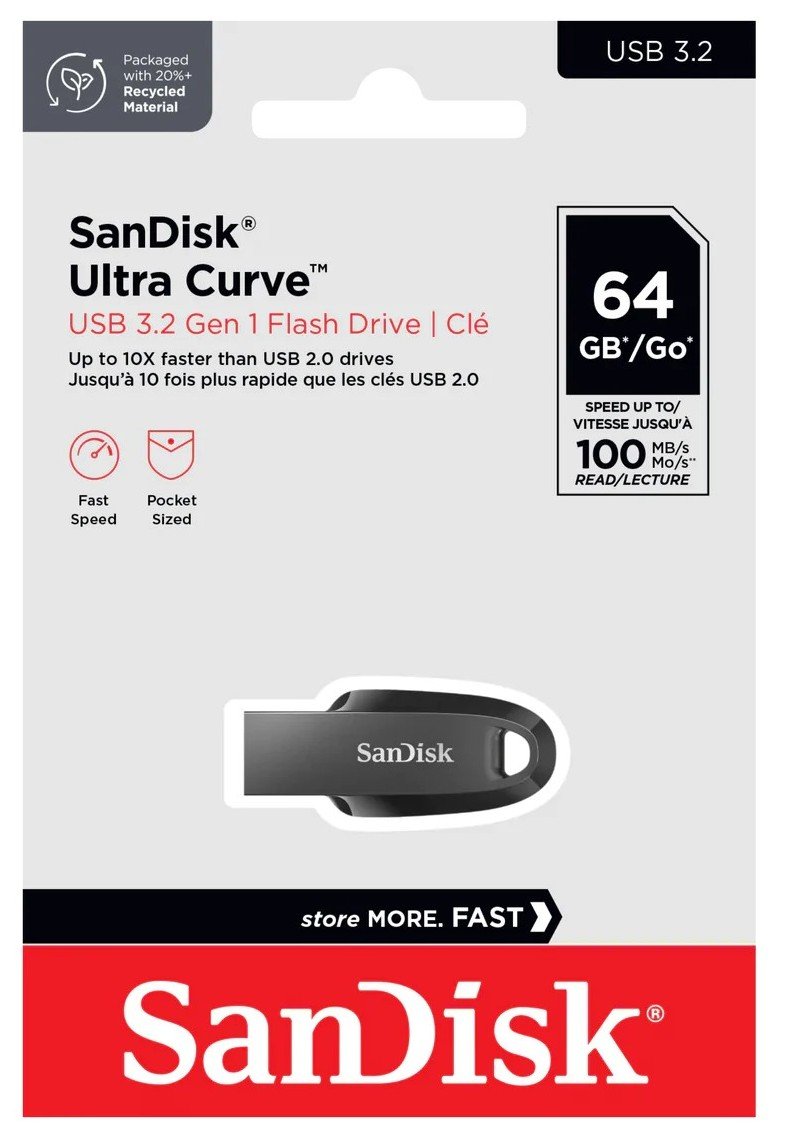 Флеш пам'ять USB 64 Gb SANDISK Ultra Curve USB 3.2 - зображення 6