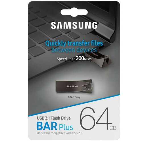 Флеш пам'ять USB 64 Gb Samsung BAR Plus Titan Grey USB3.1 Gen 1 - зображення 6