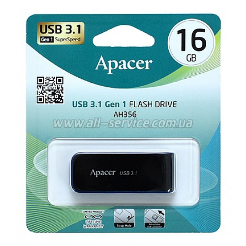Флеш пам'ять USB 16Gb Apacer AH356 Black USB 3.0 - зображення 4