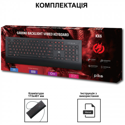 Клавіатура Piko KX6 USB Black - зображення 4