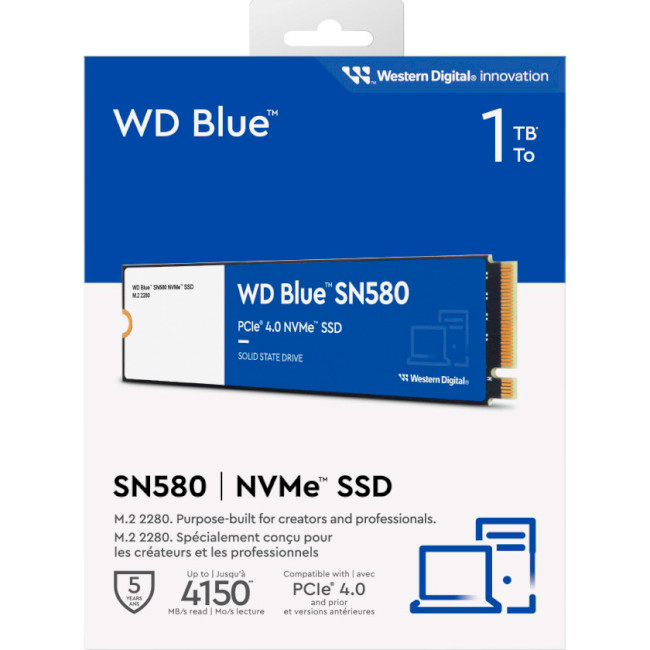 Накопичувач SSD NVMe M.2 1000GB WD SN580 (WDS100T3B0E) - зображення 4