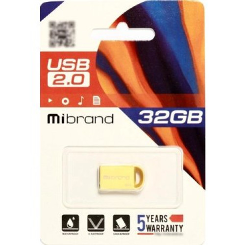 Флеш пам'ять USB 32 Gb Mibrand lynx Gold USB2.0, метал - зображення 2