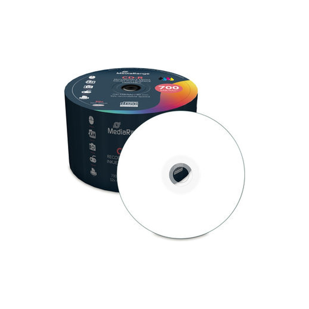 CDR-disk 700Mb Mediarange, inkjet fullsurface printable, 80min, 52x, 1 шт - зображення 2