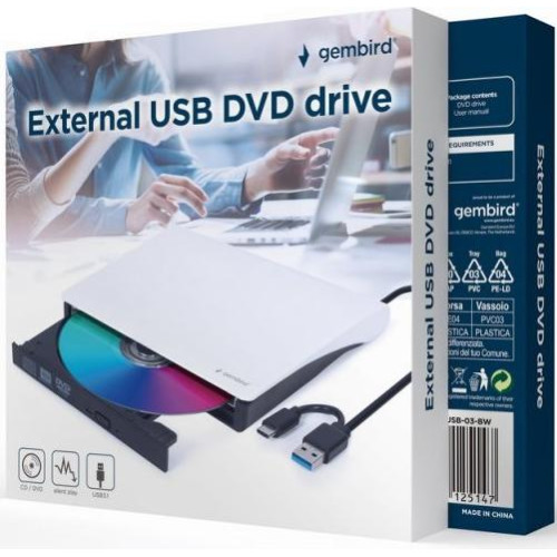 Привід DVD+\/-RW Gembird DVD-USB-03-BW - зображення 2