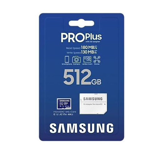 MicroSDXC 512 Gb Samsung PRO Plus UHS-I, U3, V30, A2 (MB-MD512SA\/EU) - зображення 3