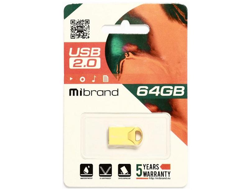 Флеш пам'ять USB 64 Gb Mibrand Hawk Gold USB2.0, метал - зображення 3