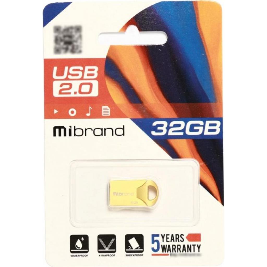 Флеш пам'ять USB 32 Gb Mibrand Hawk Gold USB2.0, метал - зображення 2