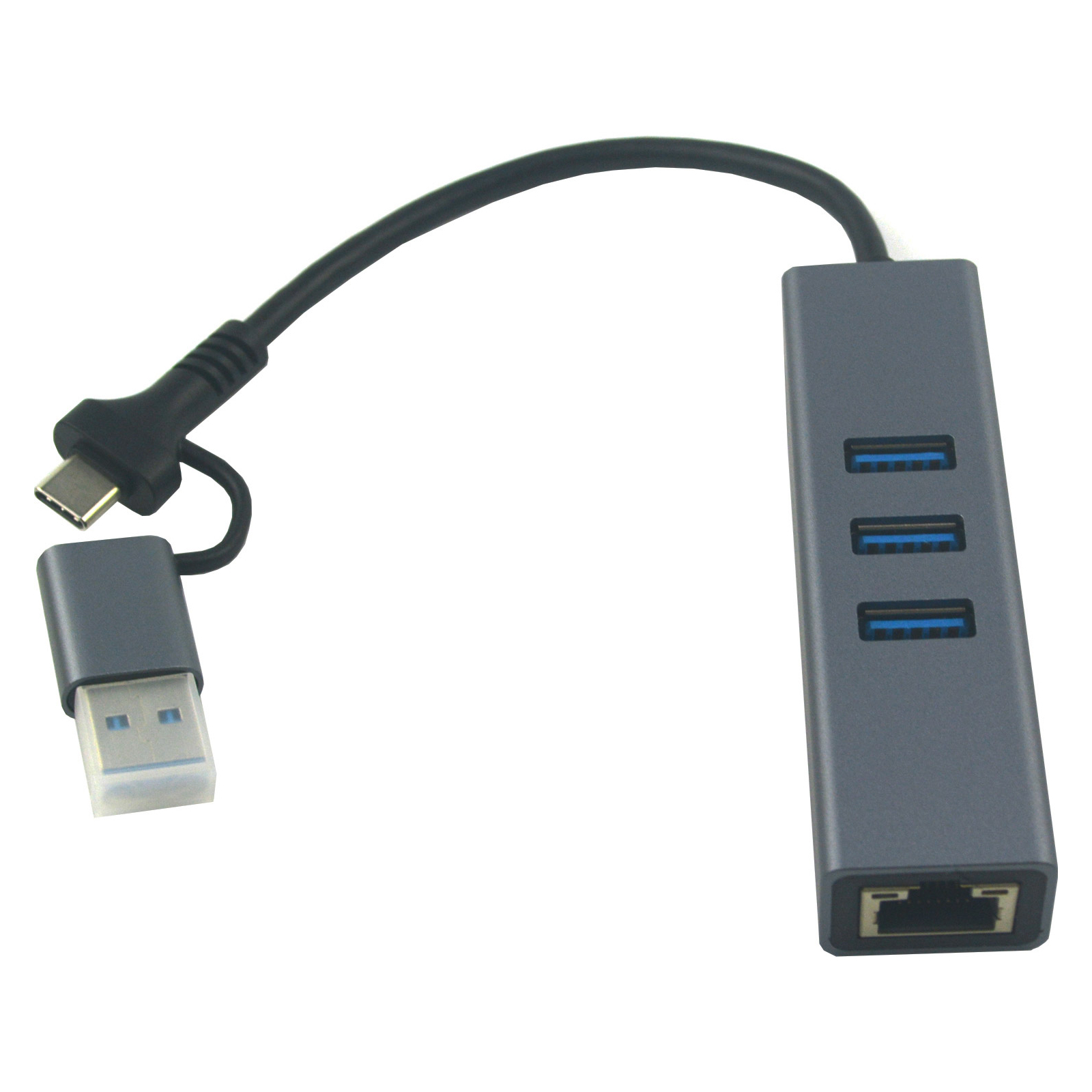 Концентратор USB 3.0 Dynamode Type-C\/Type-A to 3x USB 3.0 & RJ45 Gigabit Lan (DM-AD-GLAN-U3) - зображення 2