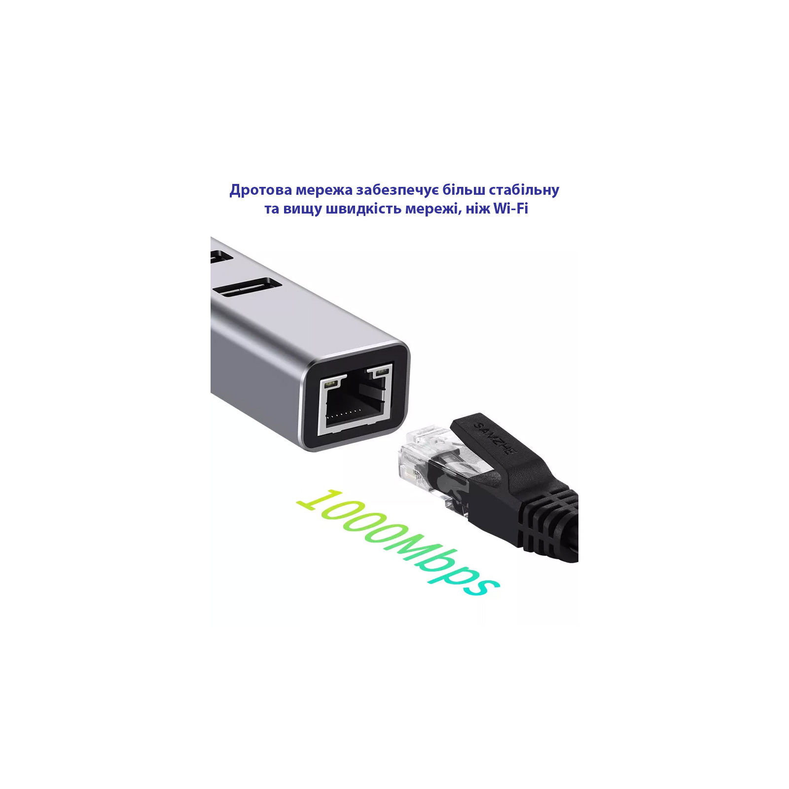 Концентратор USB 3.0 Dynamode Type-C\/Type-A to 3x USB 3.0 & RJ45 Gigabit Lan (DM-AD-GLAN-U3) - зображення 4