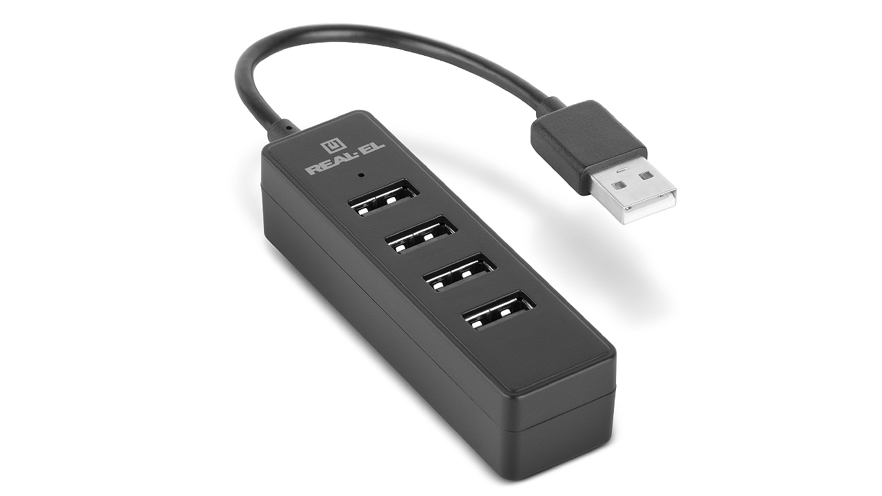 Концентратор USB 2.0 REAL-EL HQ-154 black 4 порти - зображення 1