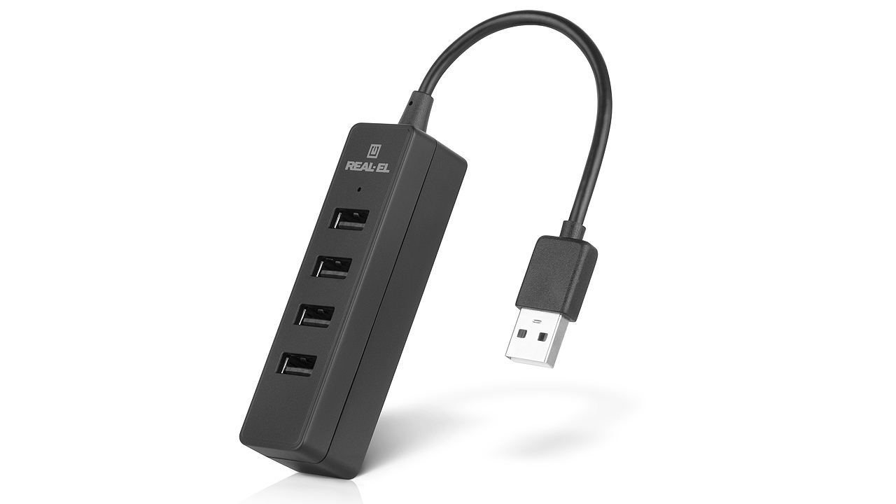 Концентратор USB 2.0 REAL-EL HQ-154 black 4 порти - зображення 3