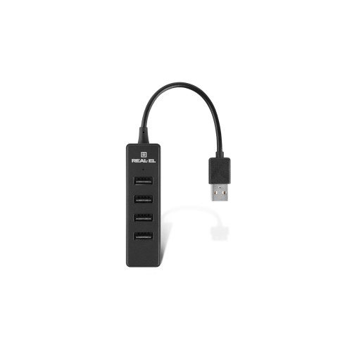 Концентратор USB 2.0 REAL-EL HQ-154 black 4 порти - зображення 2