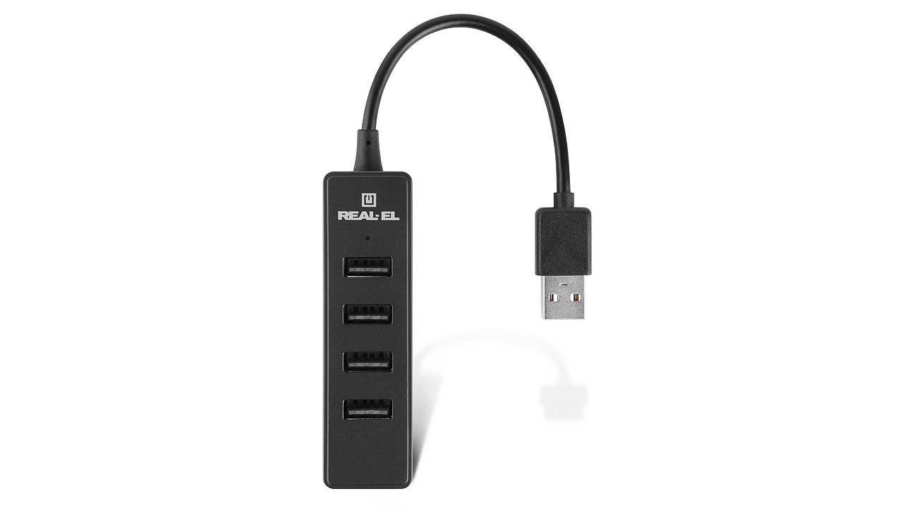 Концентратор USB 2.0 REAL-EL HQ-154 black 4 порти - зображення 2