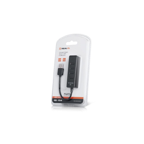 Концентратор USB 2.0 REAL-EL HQ-154 black 4 порти - зображення 7