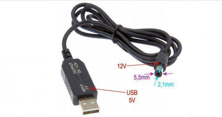 Кабель живлення USB to DC 12V, 5.5 х 2.1 мм, RCI (C512) - зображення 2