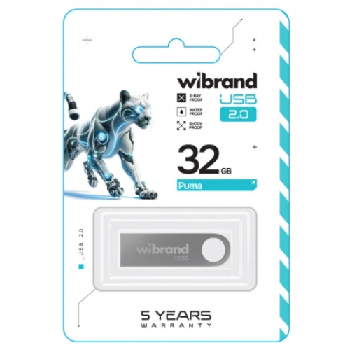 Флеш пам'ять USB 32 Gb Wibrand Puma Silver USB 2.0 - зображення 2