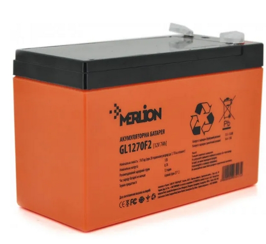 Акумуляторна батарея Merlion GL1270F2 AGM GEL 12V  7.0Ah гелева - зображення 1