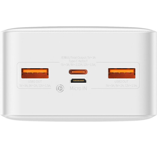 Батарея POWER BANK Baseus Bipow Display 30000mAh 20W White - зображення 4