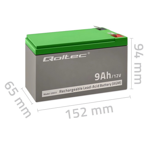 Акумуляторна батарея Qoltec AGM 12V 9Ah (53031) - зображення 5