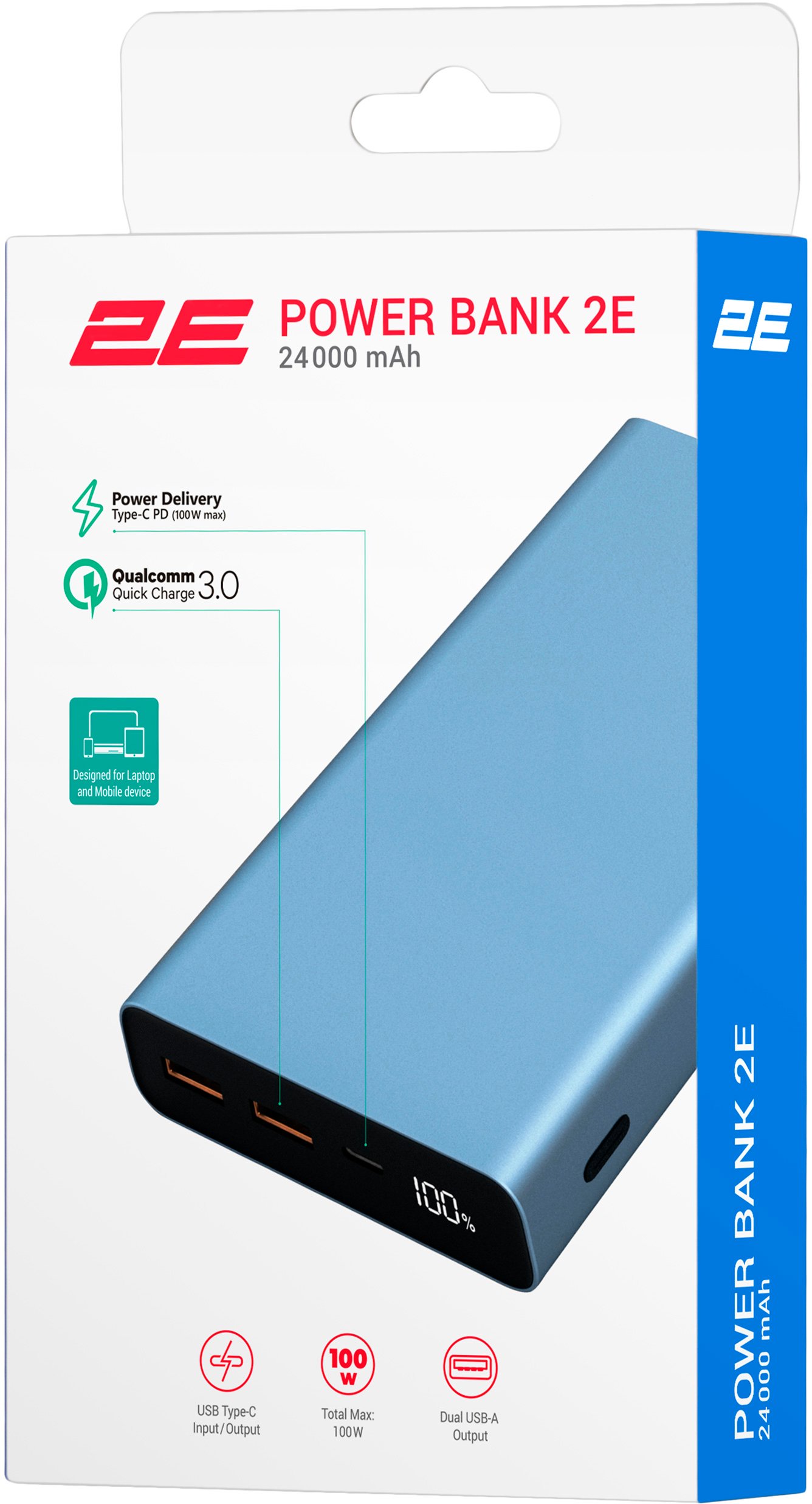 Батарея POWER BANK 2E 2E-PB2502-STEEL 100W (24000 мАг) - зображення 6