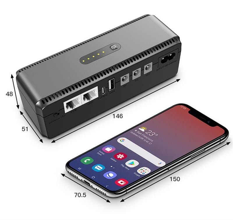 ББЖ YEPO Mini Smart Portable UPS 10400 mAh 36W DC 5V\/9V\/12V UA-102822, для роутерів - зображення 2