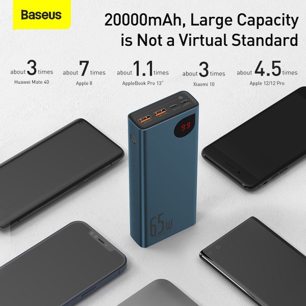 Батарея POWER BANK Baseus Adaman Metal 20000mAh 65W - зображення 8