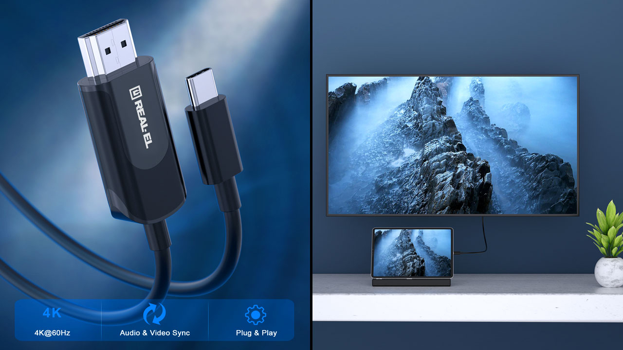 Кабель USB Type C to HDMI, REAL-EL CHD-180, 4K 60Hz, 1.8 м - зображення 8