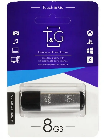 Флеш пам'ять USB 8 Gb T&G 121 Vega series Silver USB 2.0 - зображення 2