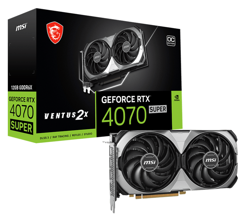 Відеокарта GeForce RTX 4070 SUPER 12 GDDR6X MSI VENTUS 2X OC (RTX 4070 SUPER 12G VENTUS 2X OC) - зображення 1