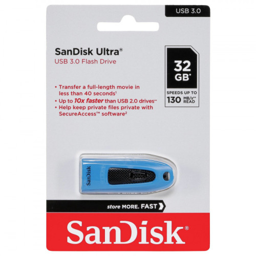 Флеш пам'ять USB 32 Gb SANDISK Ultra USB 3.0 Blue - зображення 4