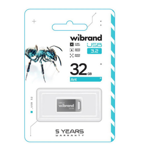 Флеш пам'ять USB 32 Gb Wibrand Ant Silver USB 3.2 Gen 1 - зображення 2