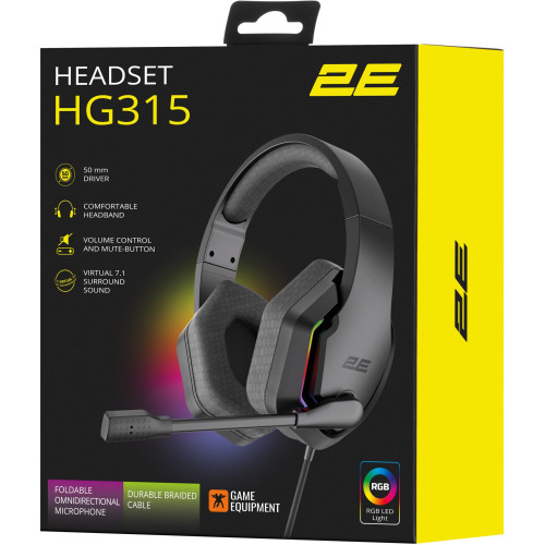 Гарнітура 2E Gaming HG315 RGB USB 7.1 Black (2E-HG315BK-7.1) - зображення 8