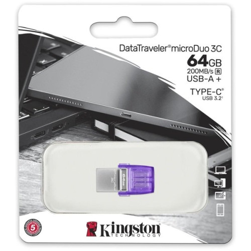 Флеш пам'ять USB 64 Gb Kingston DataTraveler microDuo 3C USB 3.2\/Type C (DTDUO3CG3\/64GB) - зображення 3