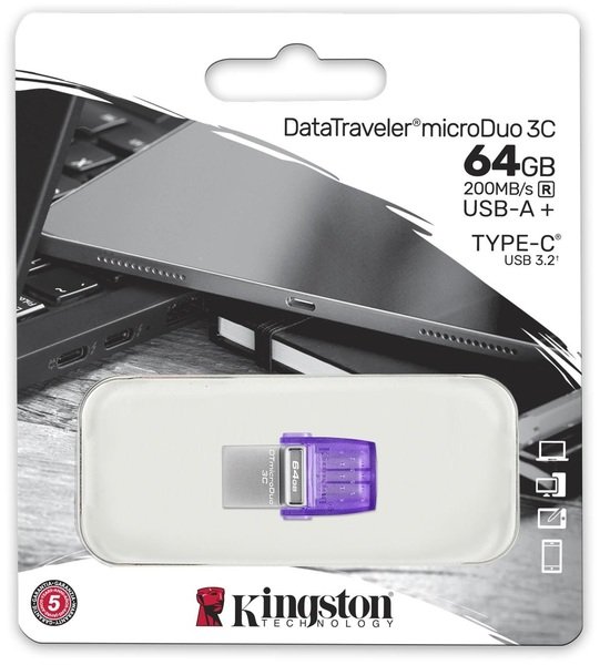 Флеш пам'ять USB 64 Gb Kingston DataTraveler microDuo 3C USB 3.2\/Type C (DTDUO3CG3\/64GB) - зображення 3