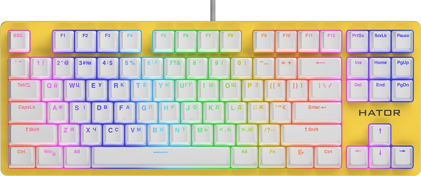 Клавіатура Hator Rockfall 2 Mecha TKL Orange USB White (HTK-521) - зображення 6