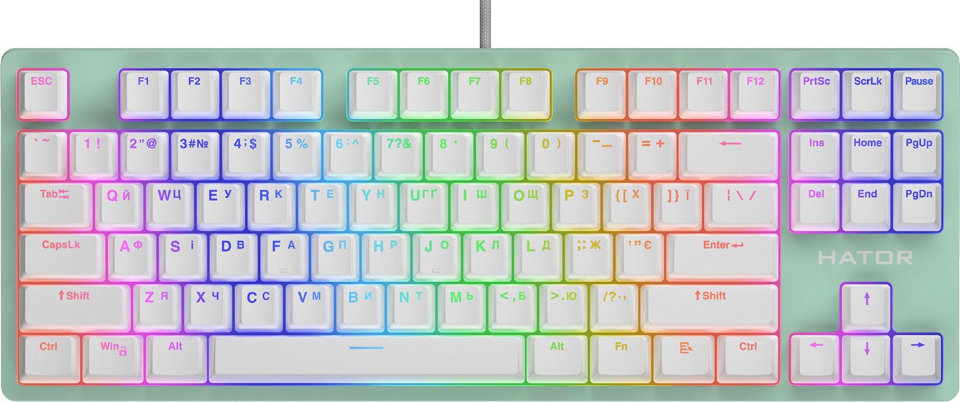 Клавіатура Hator Rockfall 2 Mecha TKL Orange USB White (HTK-521) - зображення 8