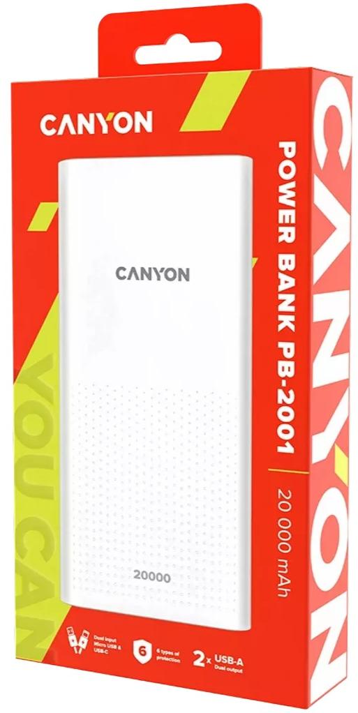 Батарея POWER BANK Canyon PB-2001 CNE-CPB2001W - зображення 3