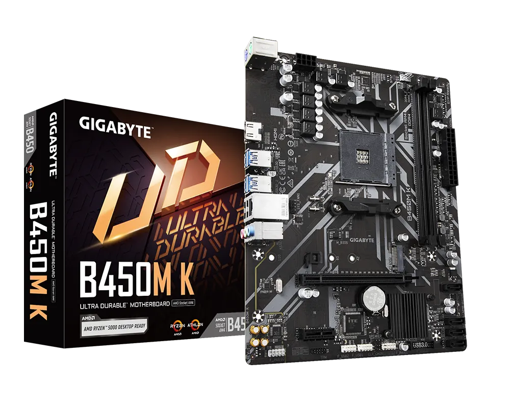 Мат. плата AM4 Gigabyte B450M K - зображення 1