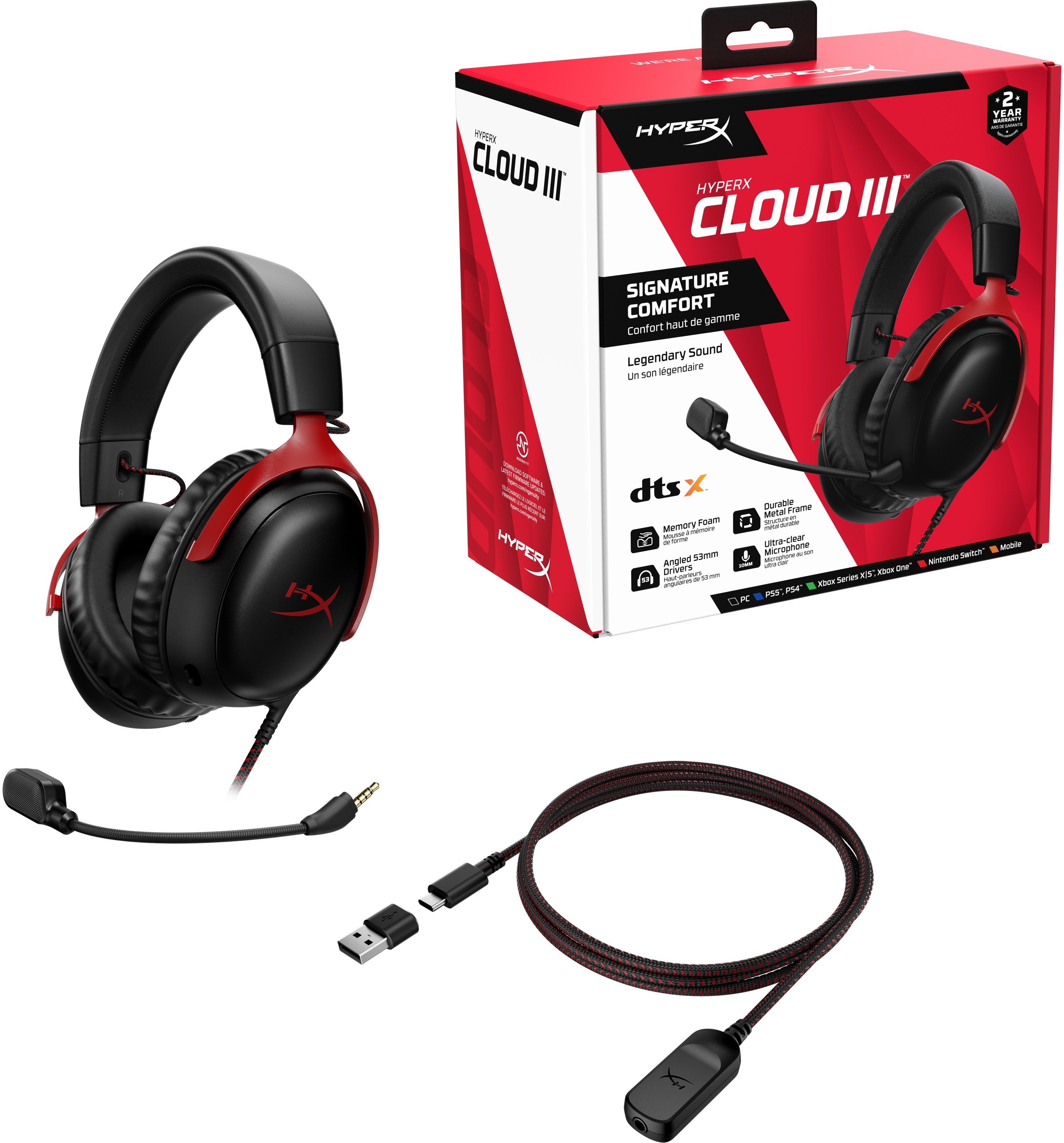 Гарнітура HyperX Cloud III Black-Red (727A9AA) - зображення 8