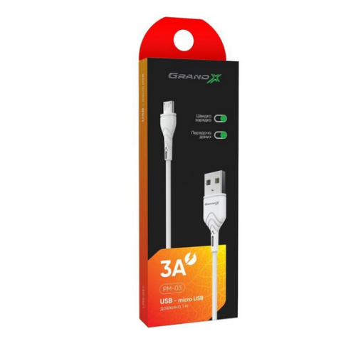 Кабель USB2  АM-microВM 1.0м, 3A, Grand-X - зображення 4