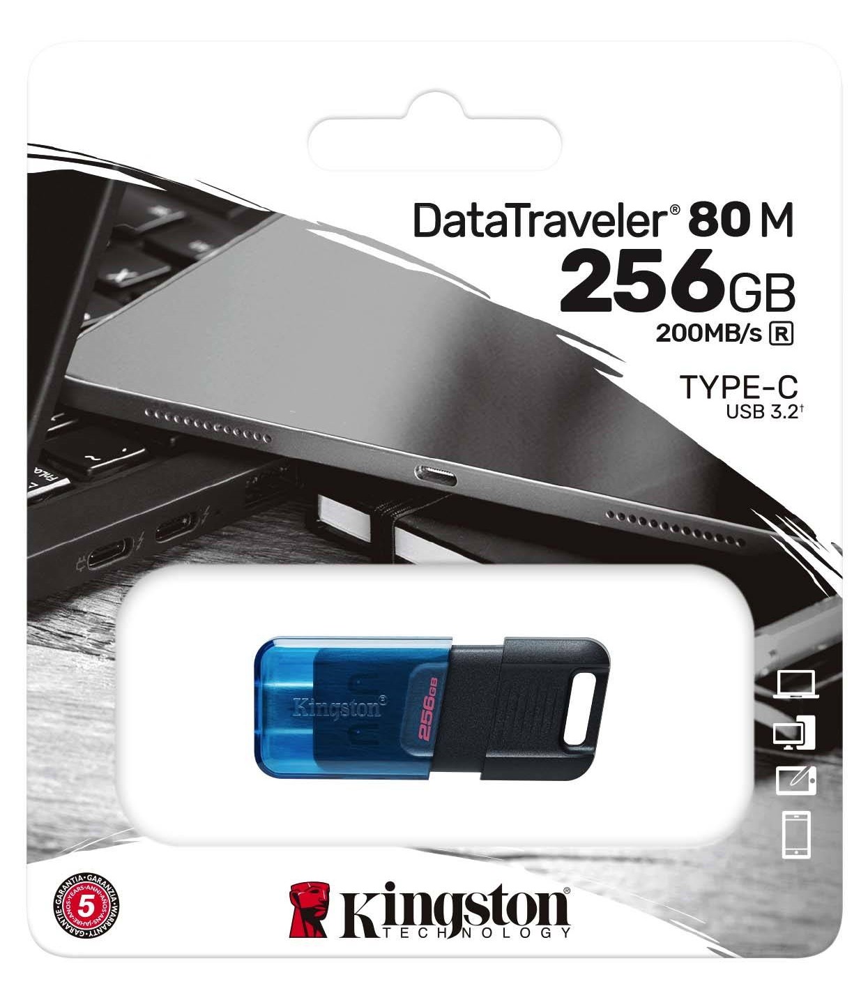 Флеш пам'ять USB 256Gb Kingston DataTraveler 80 M USB3.2 Gen 1 Type-C - зображення 3