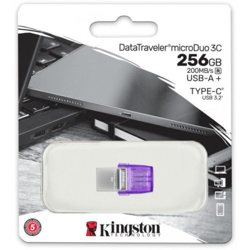 Флеш пам'ять USB 256Gb Kingston DataTraveler microDuo 3C USB3.2 Gen 1 Type-A + Type-C - зображення 6