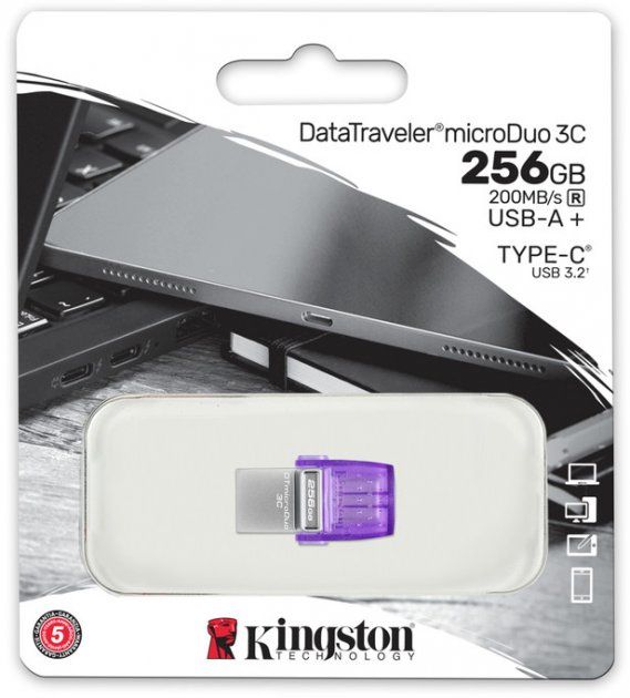 Флеш пам'ять USB 256Gb Kingston DataTraveler microDuo 3C USB3.2 Gen 1 Type-A + Type-C - зображення 6