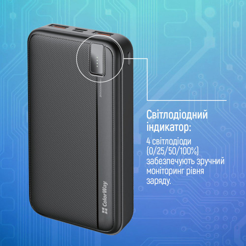 Батарея POWER BANK ColorWay CW-PB200LPA4BK-PD - зображення 10